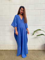 MALA handworks  Olena semi sheer Kaftan in Indigo Blue