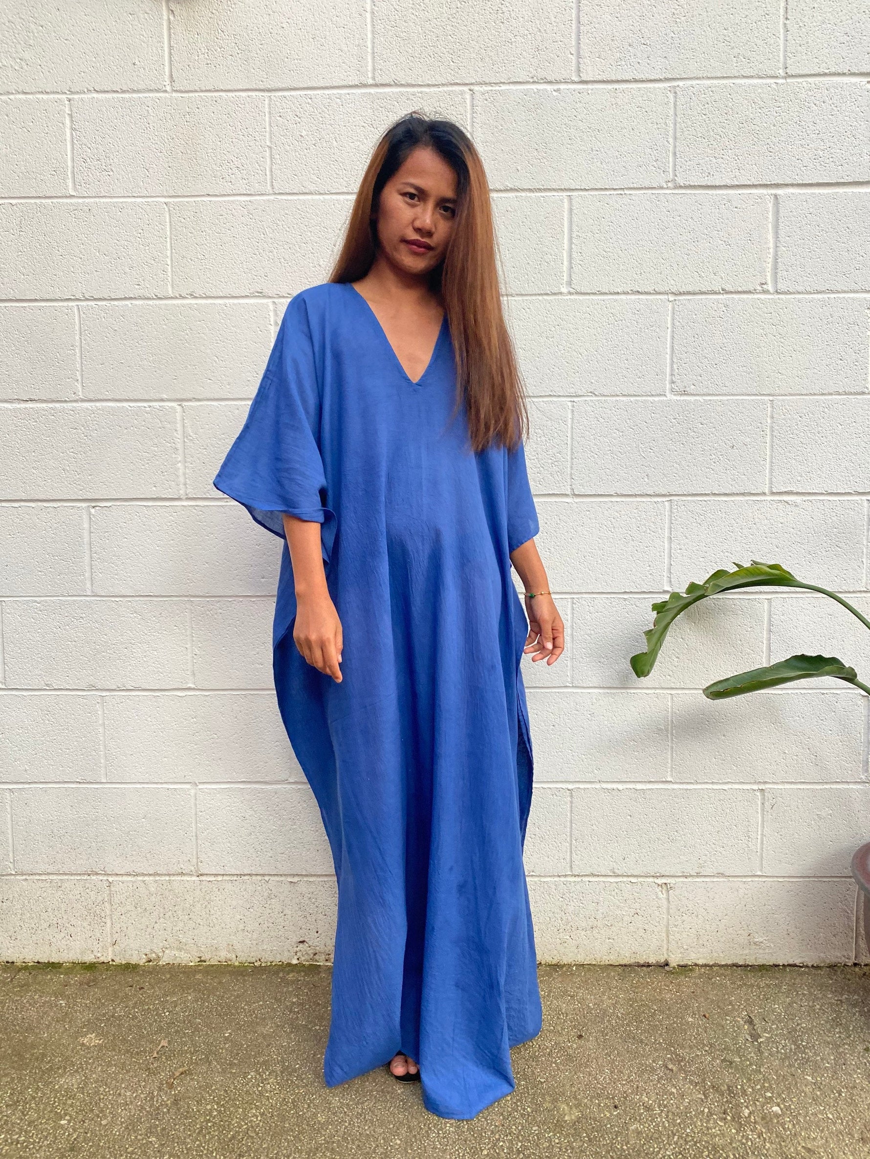 MALA handworks  Olena semi sheer Kaftan in Indigo Blue