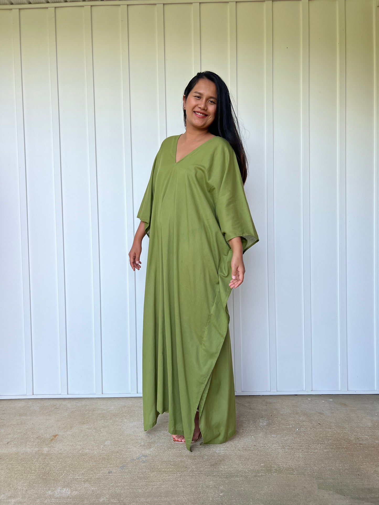 MALA handworks Olena semi sheer Kaftan in Olive Green