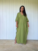 MALA handworks Olena semi sheer Kaftan in Olive Green