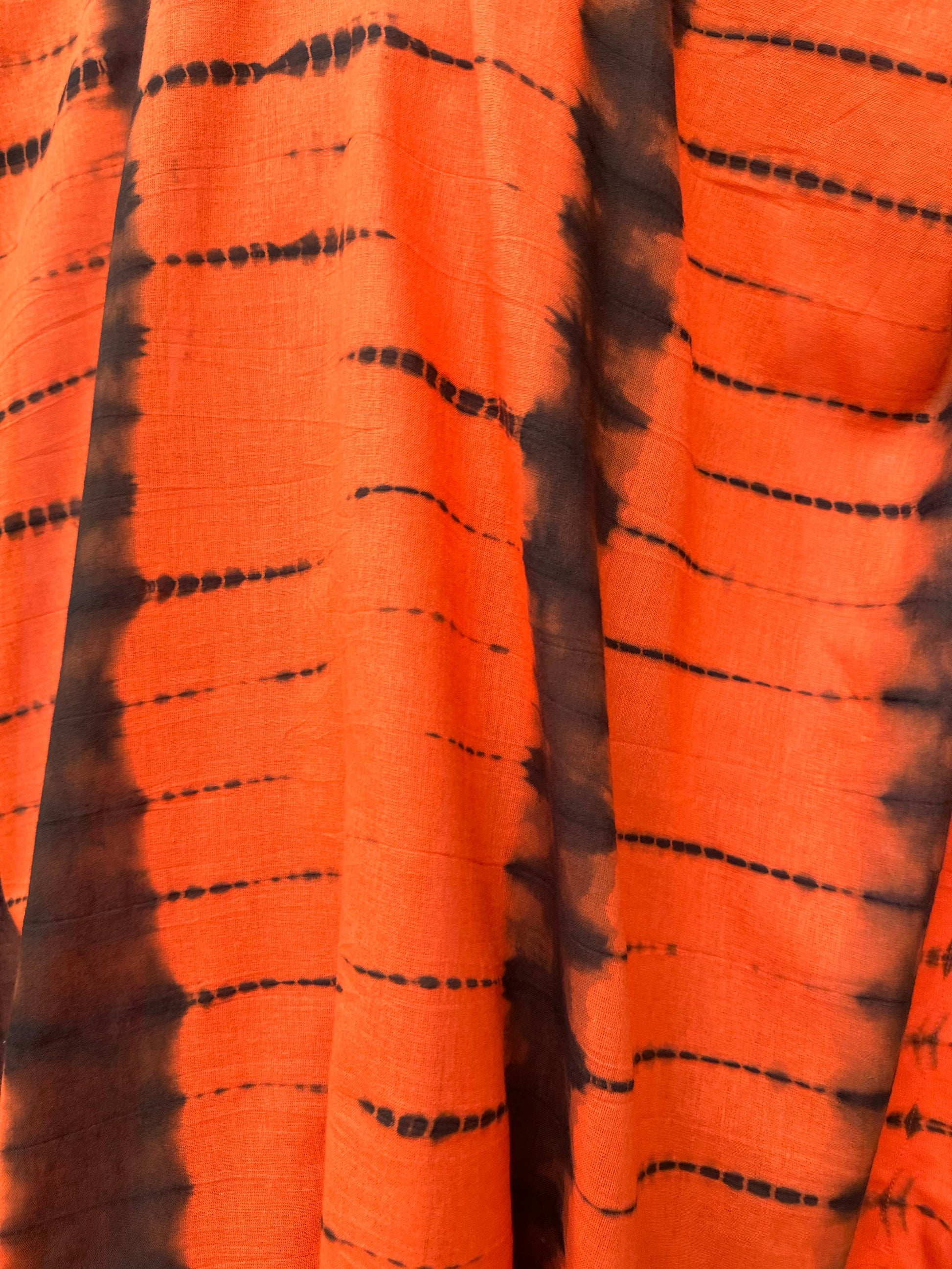 MALA handworks Olena semi sheer Kaftan in Orange and Black Tie Dye