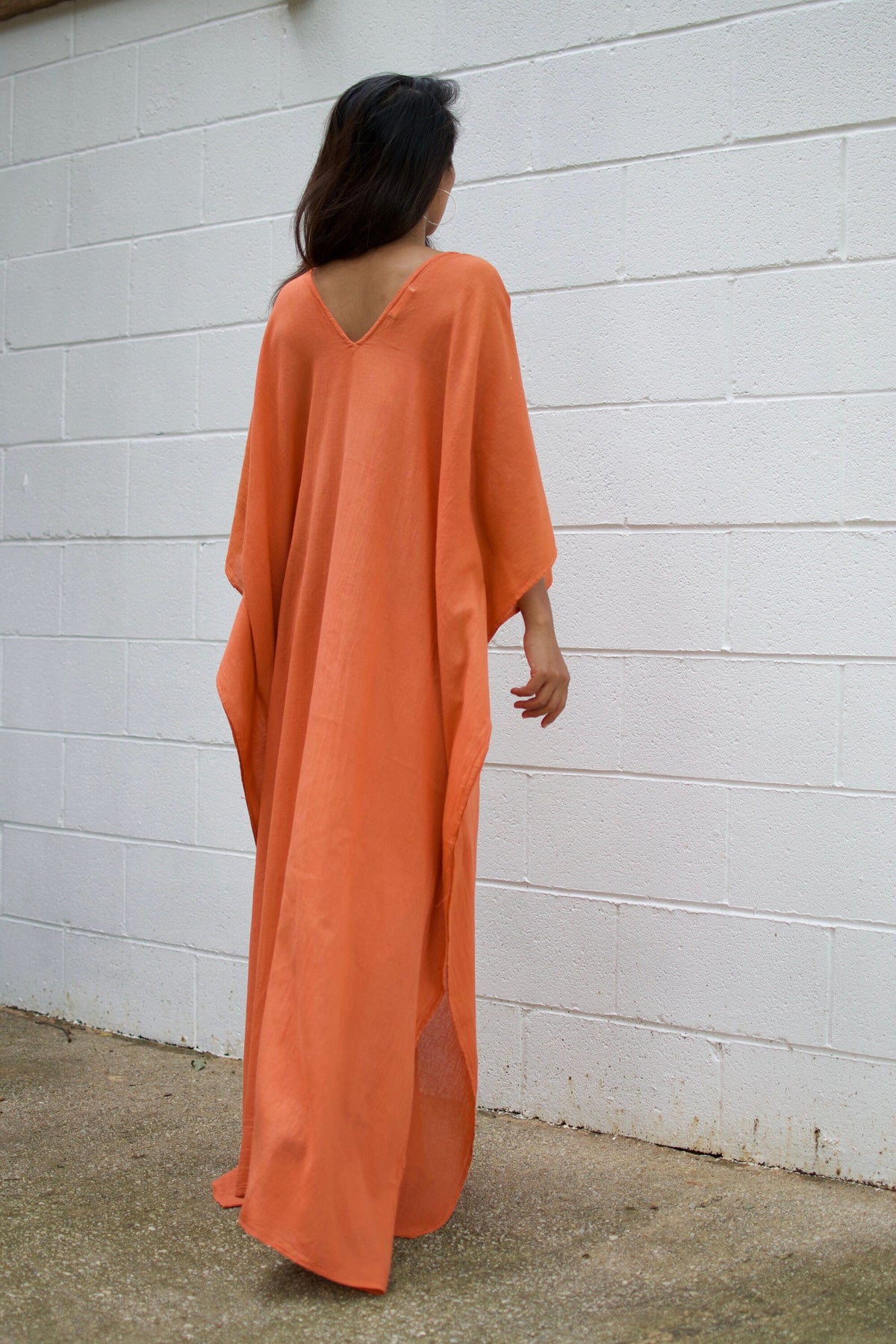 MALA handworks  Olena semi sheer Kaftan in Orange