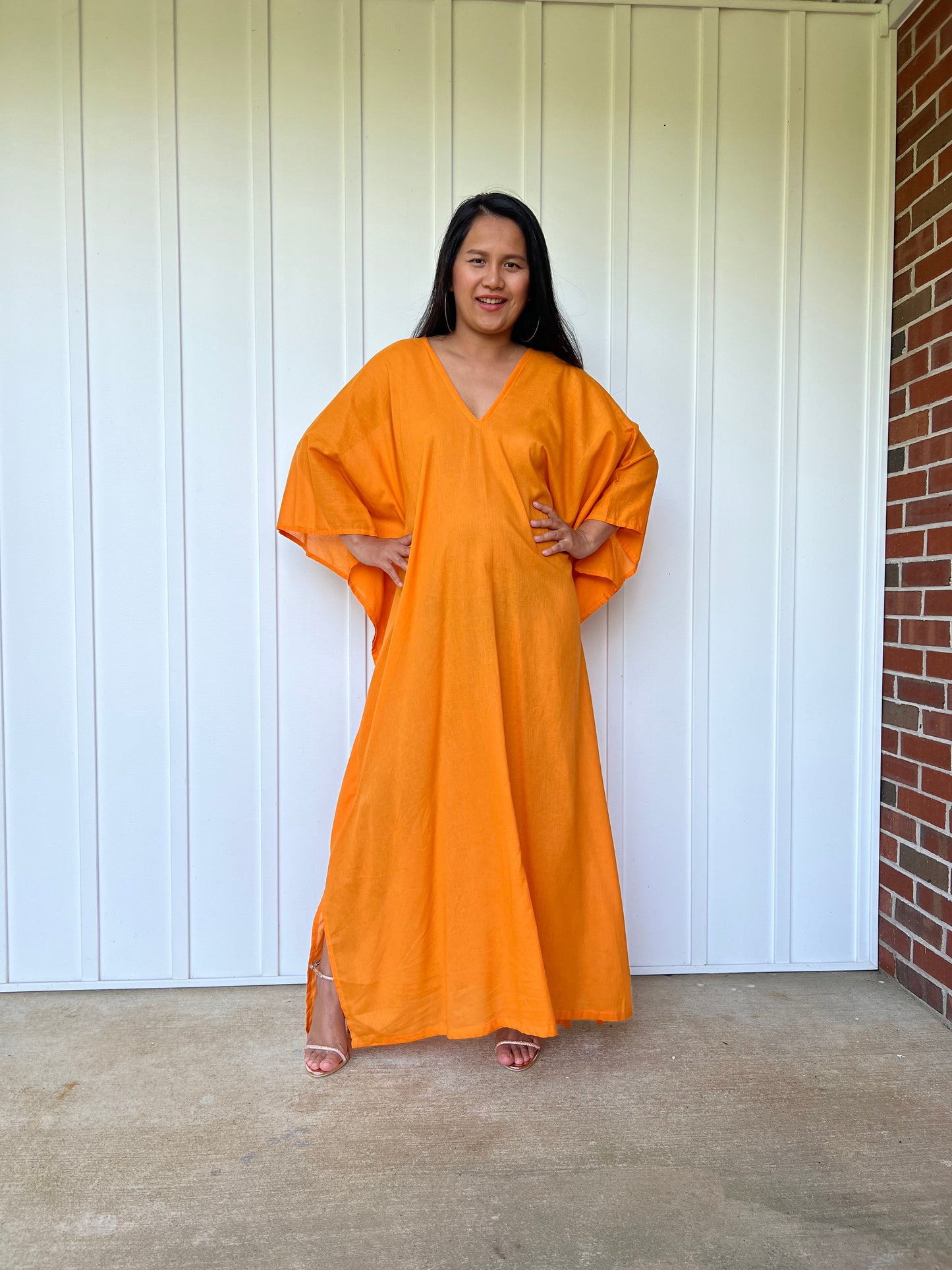 MALA handworks Olena semi sheer Kaftan in Orange