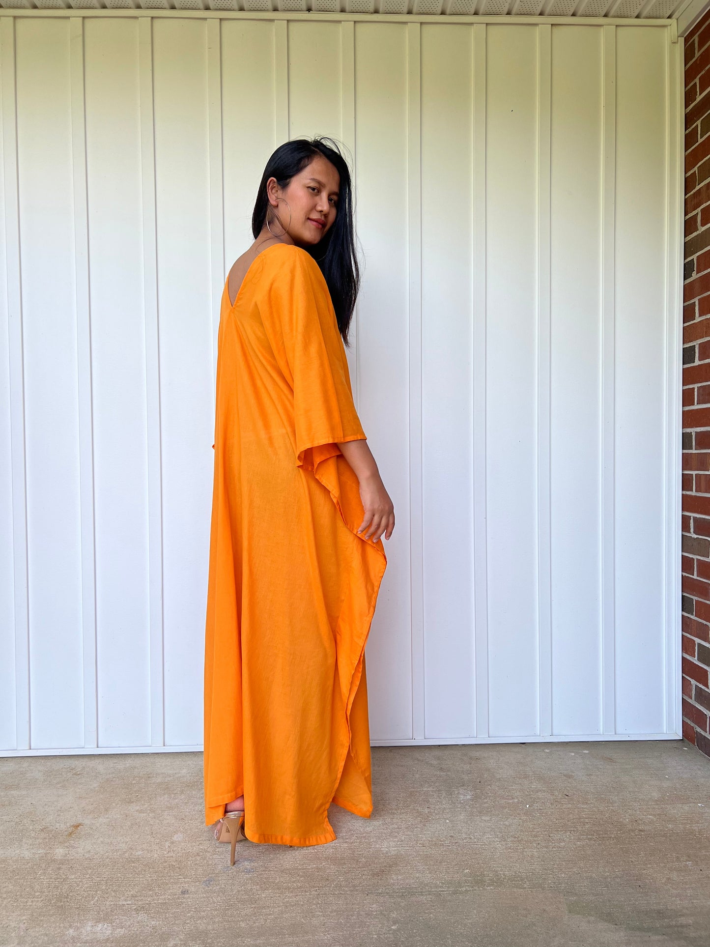 MALA handworks Olena semi sheer Kaftan in Orange