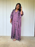 MALA handworks Olena semi sheer Kaftan in Purple and Black Tie Dye