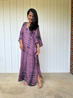 MALA handworks Olena semi sheer Kaftan in Purple and Black Tie Dye