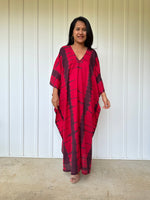 MALA handworks Olena semi sheer Kaftan in Red and Black Tie Dye