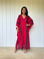 MALA handworks Olena semi sheer Kaftan in Red and Black Tie Dye