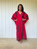 MALA handworks Olena semi sheer Kaftan in Red and Black Tie Dye
