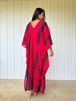 MALA handworks Olena semi sheer Kaftan in Red and Black Tie Dye