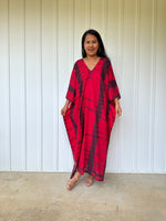 MALA handworks Olena semi sheer Kaftan in Red and Black Tie Dye