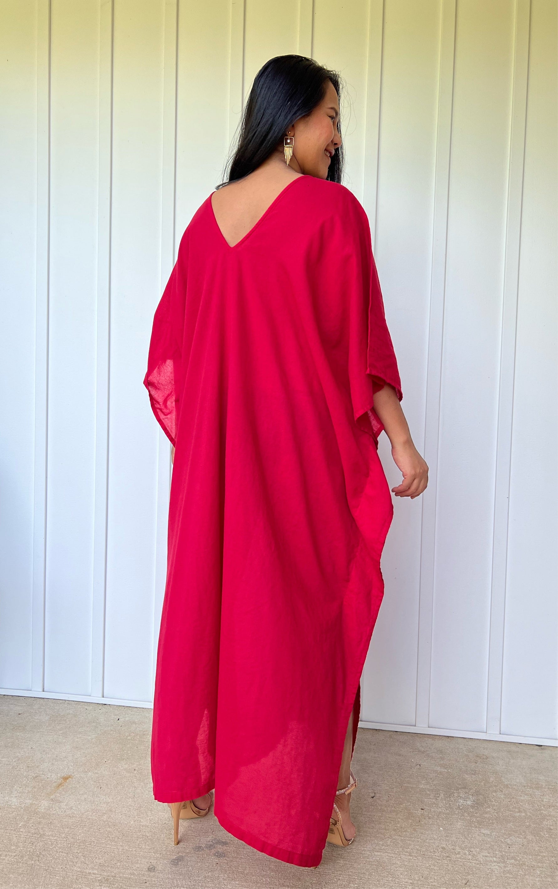 MALA handworks Olena semi sheer Kaftan in Red