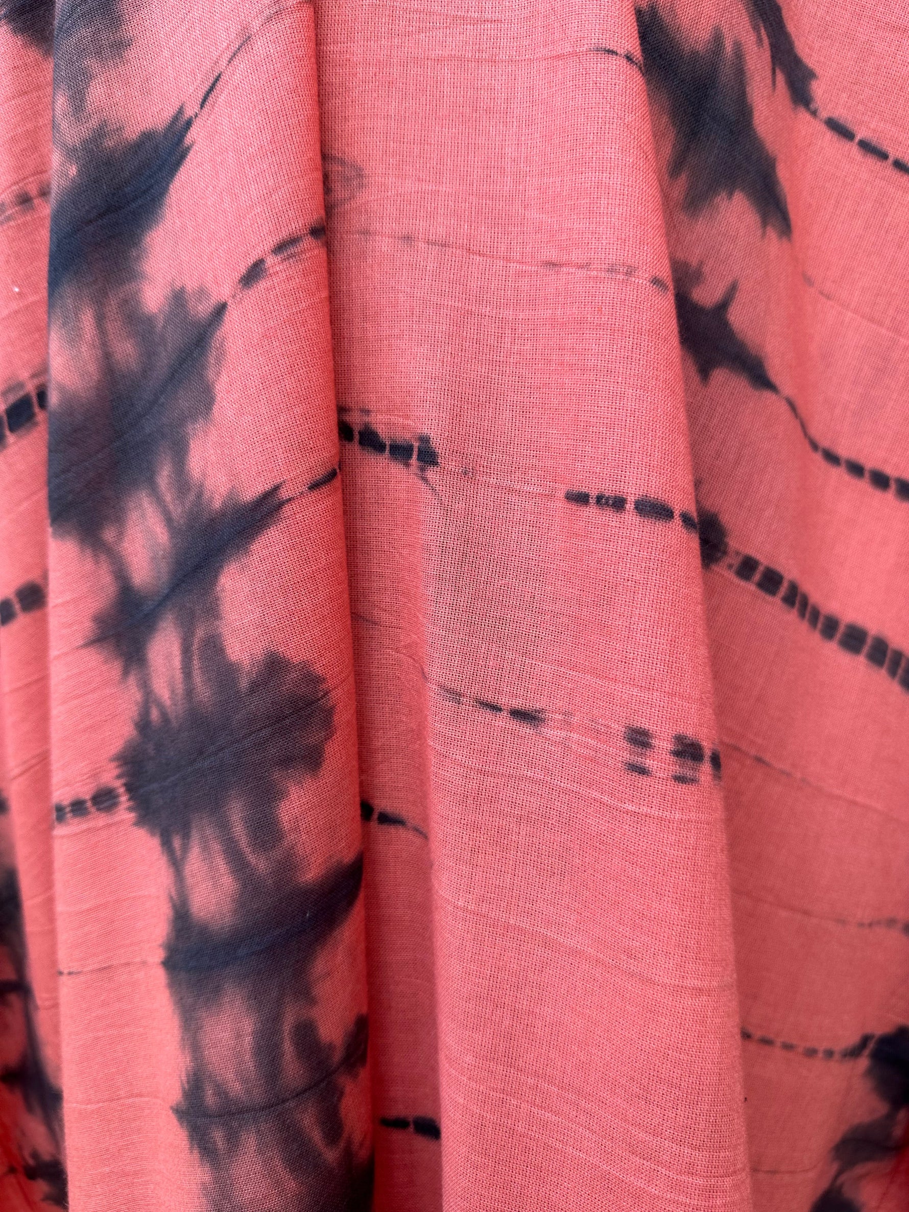 MALA handworks Olena semi sheer Kaftan in Salmon Pink and Black Tie Dye