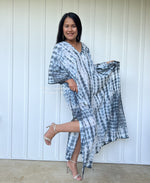 MALA handworks  Olena semi sheer Kaftan in White and Black Tie Dye