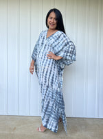 MALA handworks  Olena semi sheer Kaftan in White and Black Tie Dye