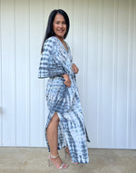 MALA handworks  Olena semi sheer Kaftan in White and Black Tie Dye