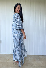 MALA handworks  Olena semi sheer Kaftan in White and Black Tie Dye