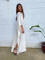 MALA handworks  Olena semi sheer Kaftan in White and Floral Hand Embroidery