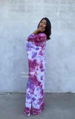 MALA handworks  Olena semi sheer Kaftan in White and Purple Tie Dye