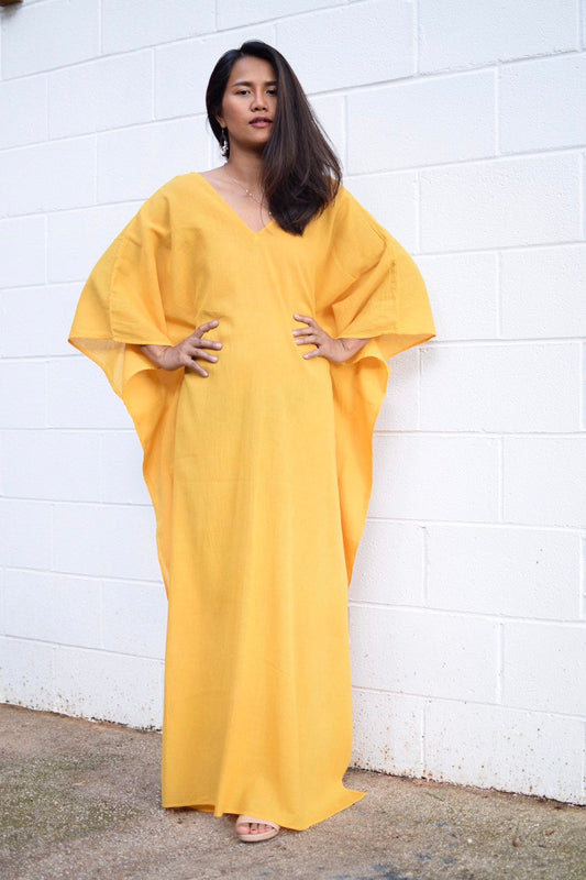 MALA handworks  Olena semi sheer Kaftan in Yellow