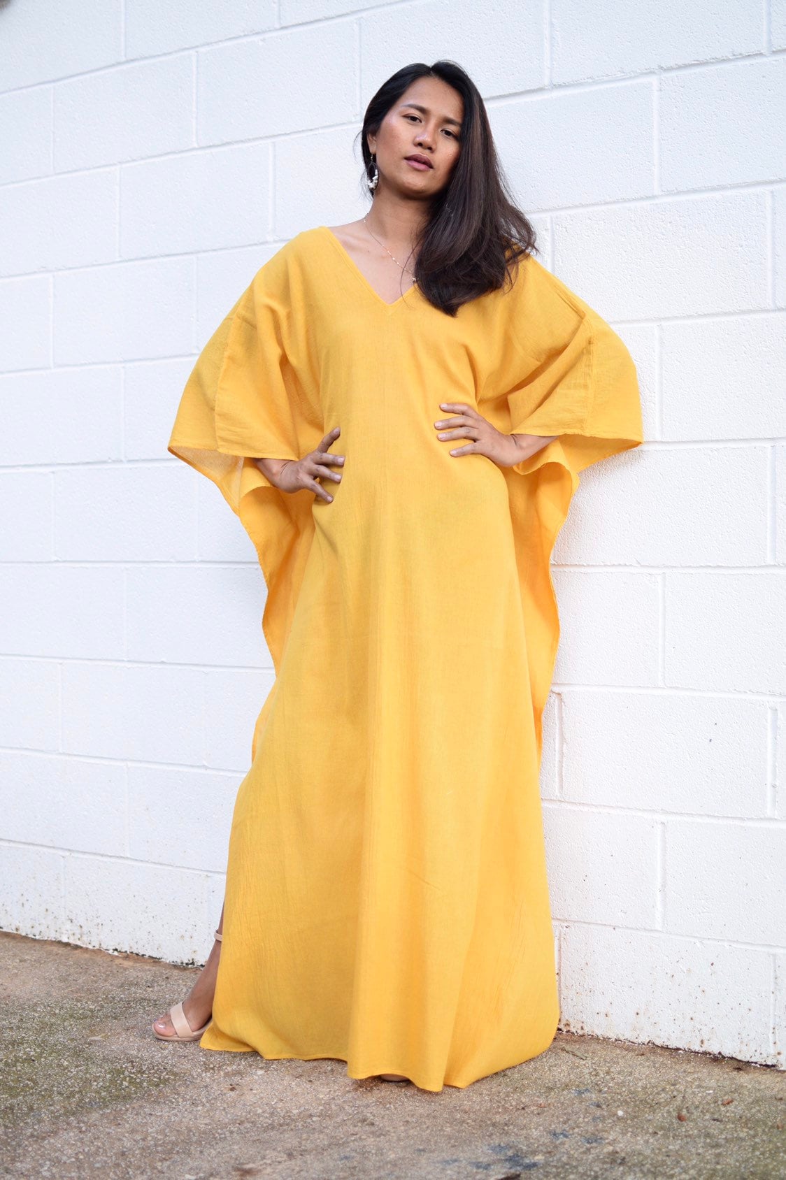 MALA handworks  Olena semi sheer Kaftan in Yellow