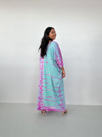 Mala Handworks Olivia Cotton Kaftan in Aqua and Fuchsia Tie Dye