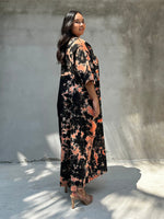 Mala Handworks Olivia Cotton Kaftan in Black and Apricot Tie Dye