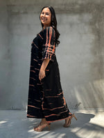 Mala Handworks Olivia Cotton Kaftan in Black and Apricot Tie Dye