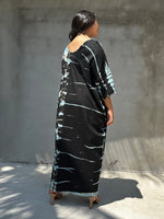 Mala Handworks Olivia Cotton Kaftan in Black and Aqua Tie Dye
