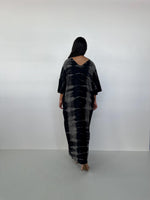 Mala Handworks Olivia Cotton Kaftan in Black and Gray Tie Dye