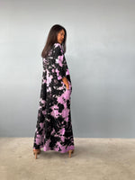 Mala Handworks Olivia Cotton Kaftan in Black and Purple Tie Dye