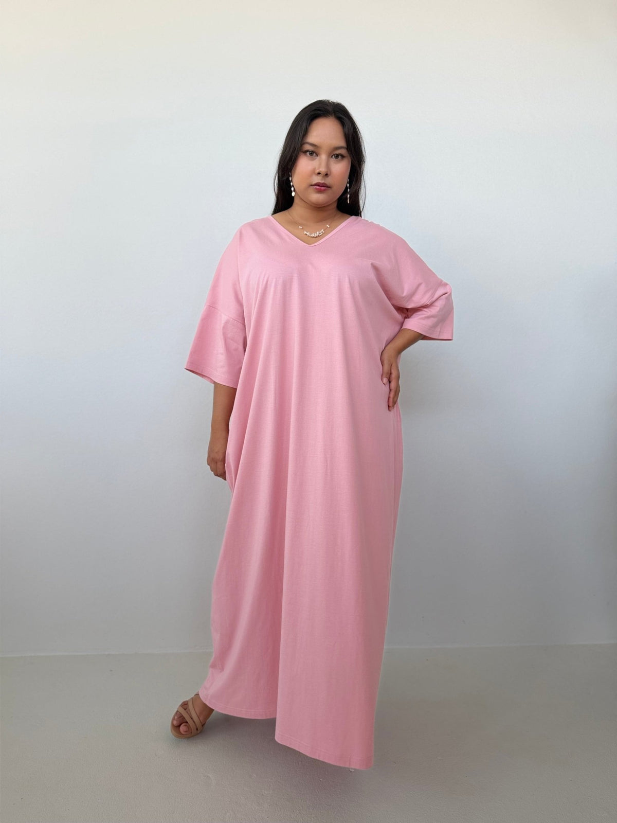 Mala Handworks Olivia Cotton Kaftan in Bubblegum