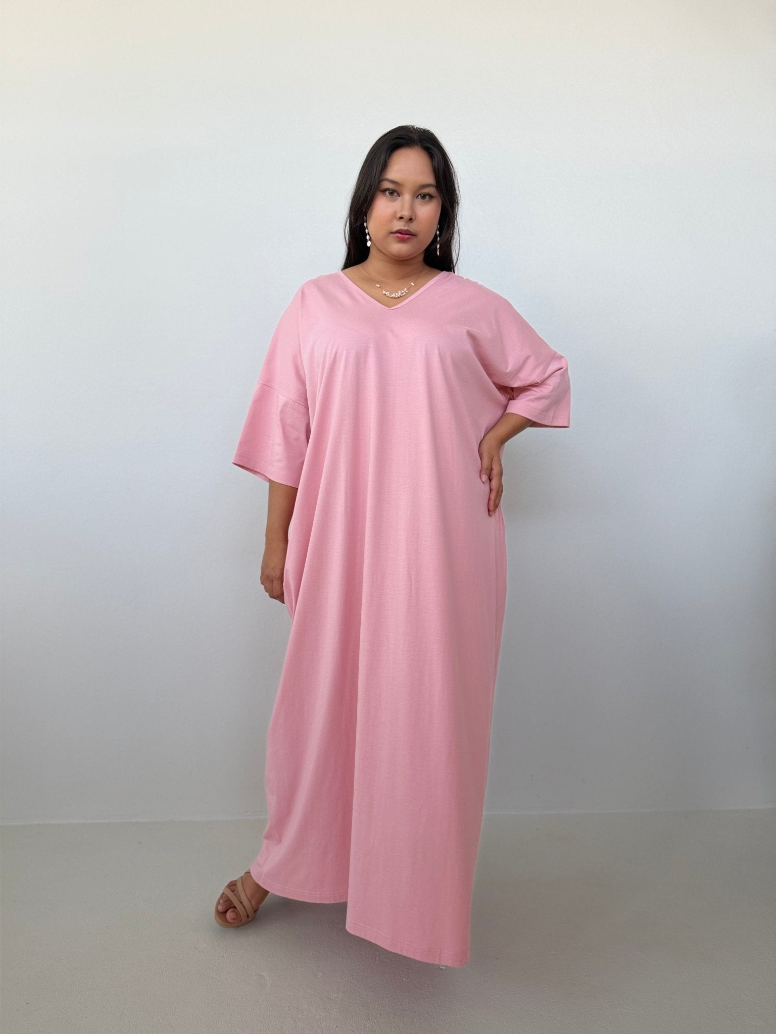 Mala Handworks Olivia Cotton Kaftan in Bubblegum