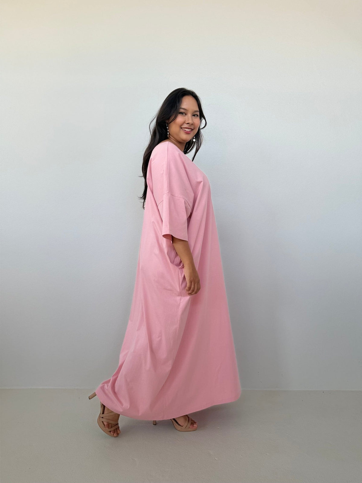 Mala Handworks Olivia Cotton Kaftan in Bubblegum