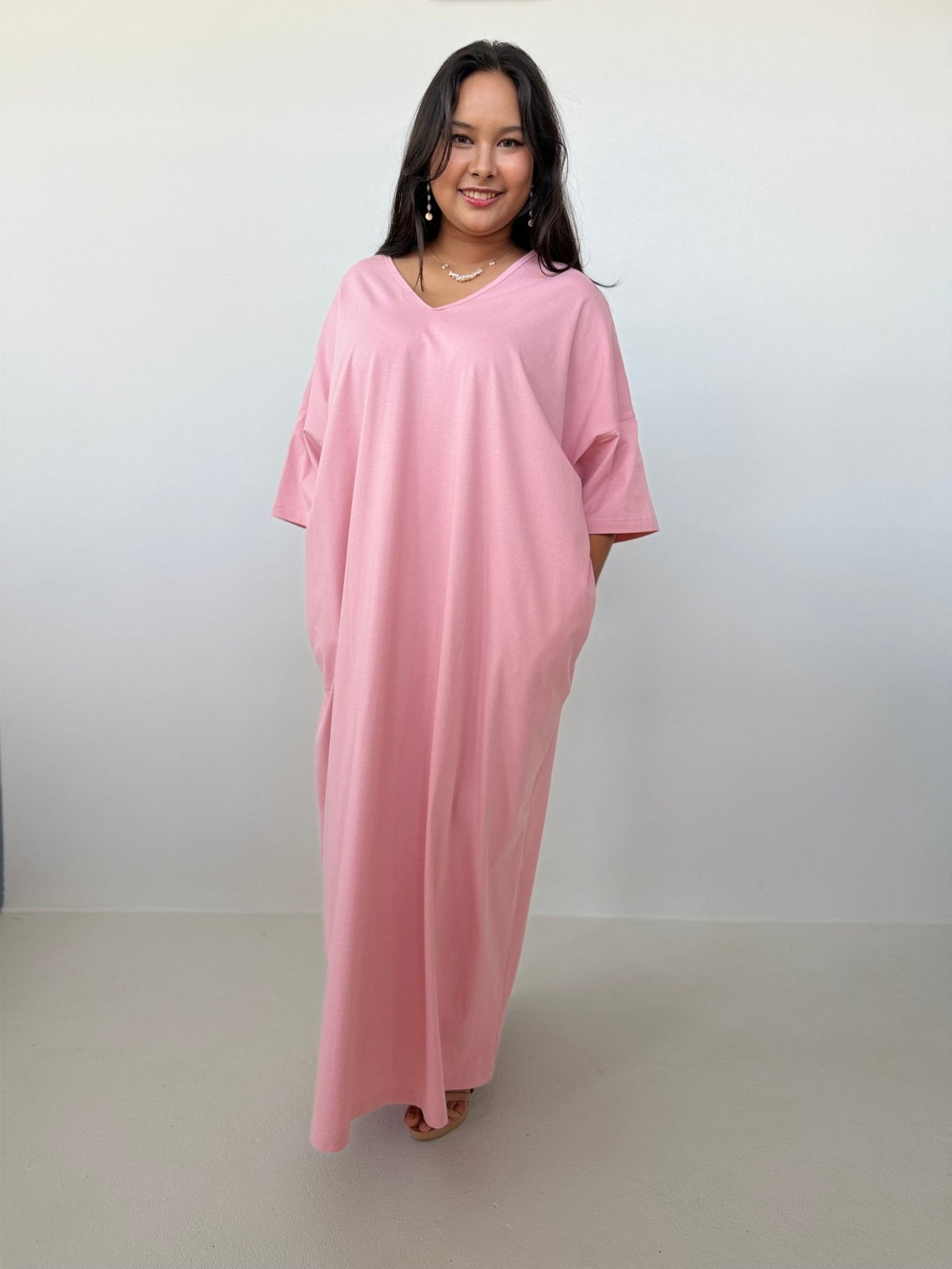 Mala Handworks Olivia Cotton Kaftan in Bubblegum