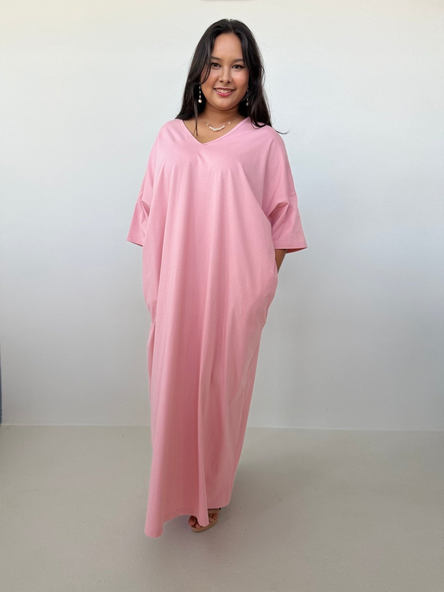 Mala Handworks Olivia Cotton Kaftan in Bubblegum