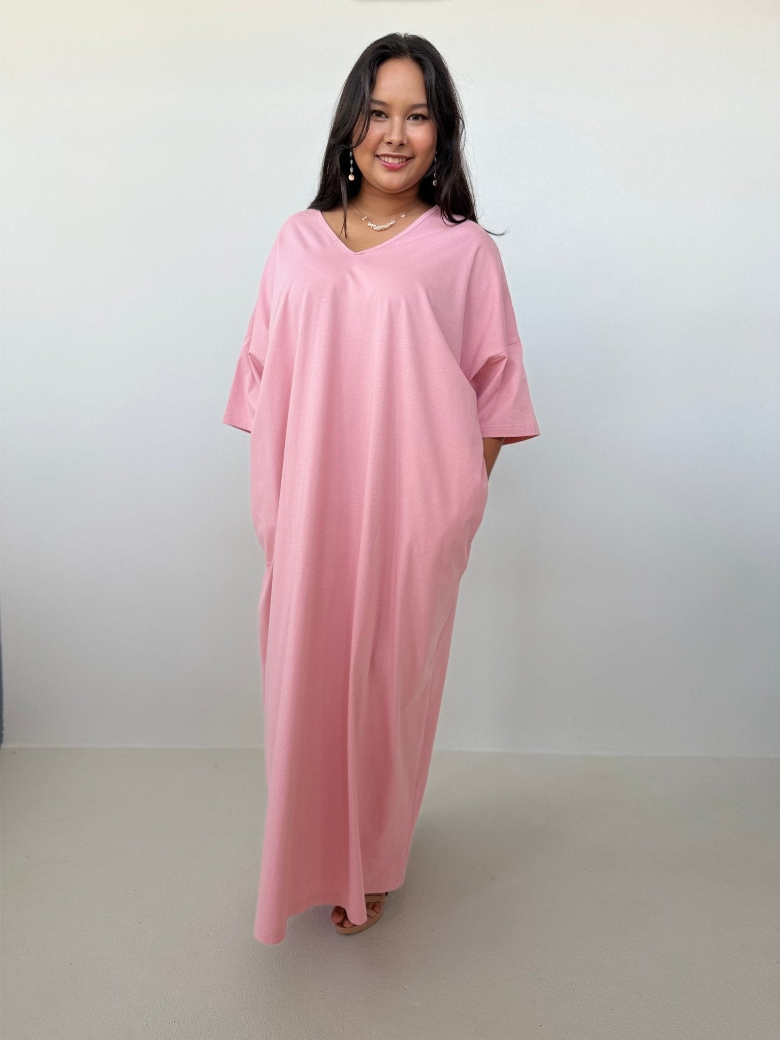 Mala Handworks Olivia Cotton Kaftan in Bubblegum