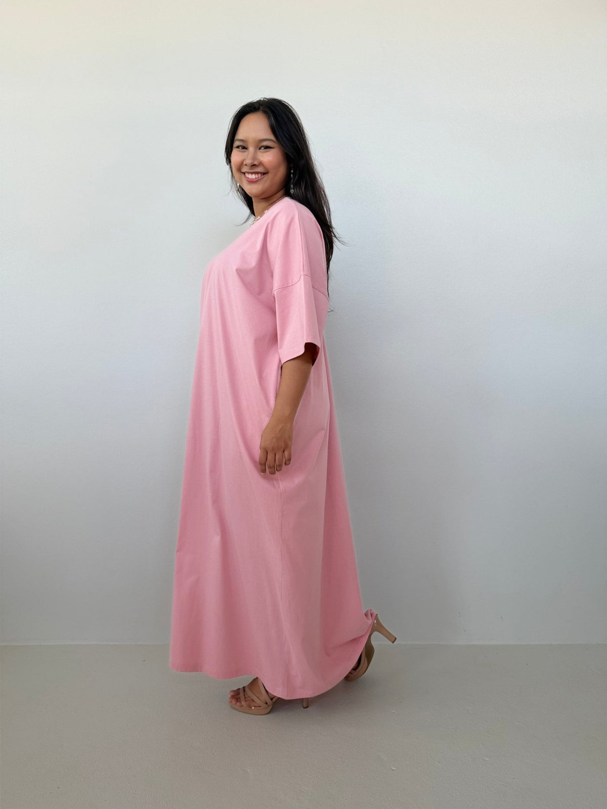 Mala Handworks Olivia Cotton Kaftan in Bubblegum