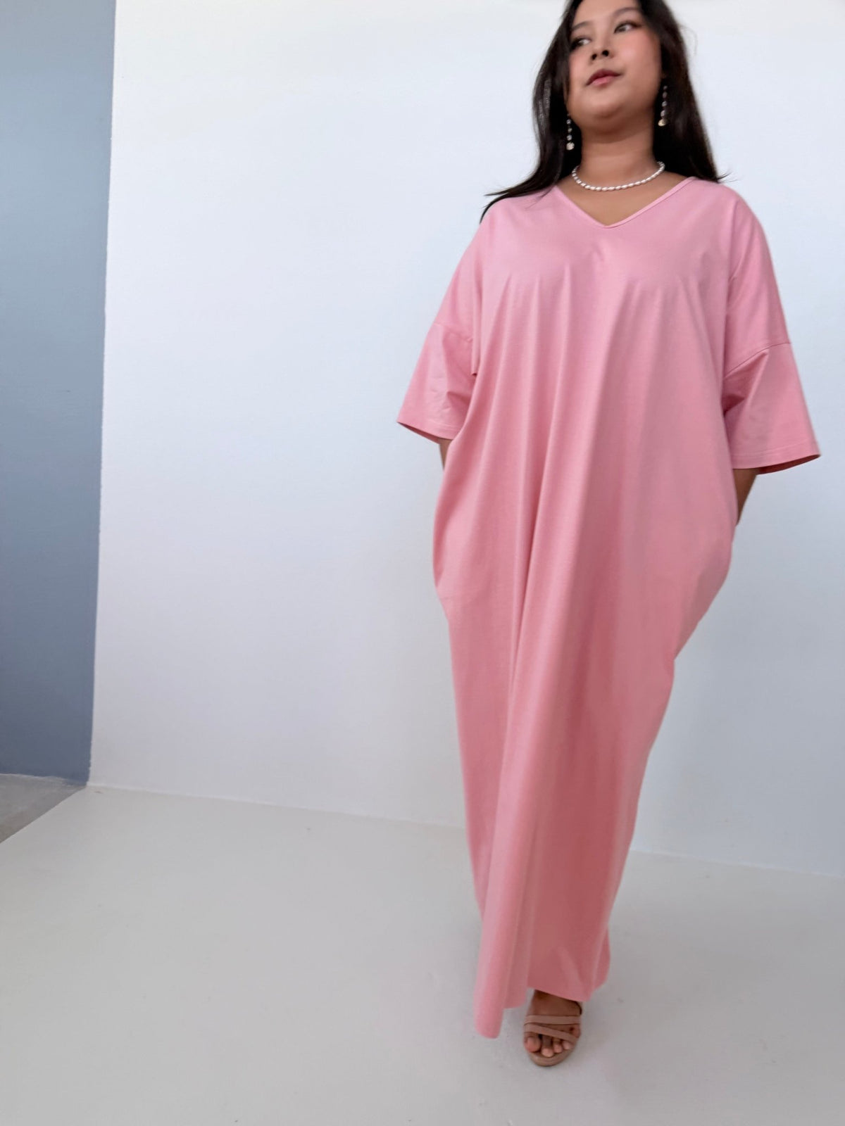Mala Handworks Olivia Cotton Kaftan in Bubblegum