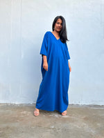 Olivia Cotton Kaftan in Cornflower Blue-CO-99-Mala Handworks