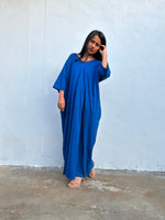 Olivia Cotton Kaftan in Cornflower Blue-CO-99-Mala Handworks