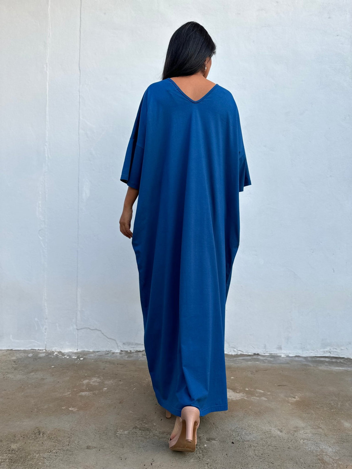 Olivia Cotton Kaftan in Cornflower Blue-CO-99-Mala Handworks