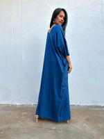 Olivia Cotton Kaftan in Cornflower Blue-CO-99-Mala Handworks