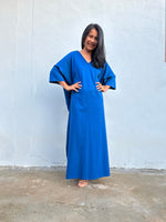 Olivia Cotton Kaftan in Cornflower Blue-CO-99-Mala Handworks