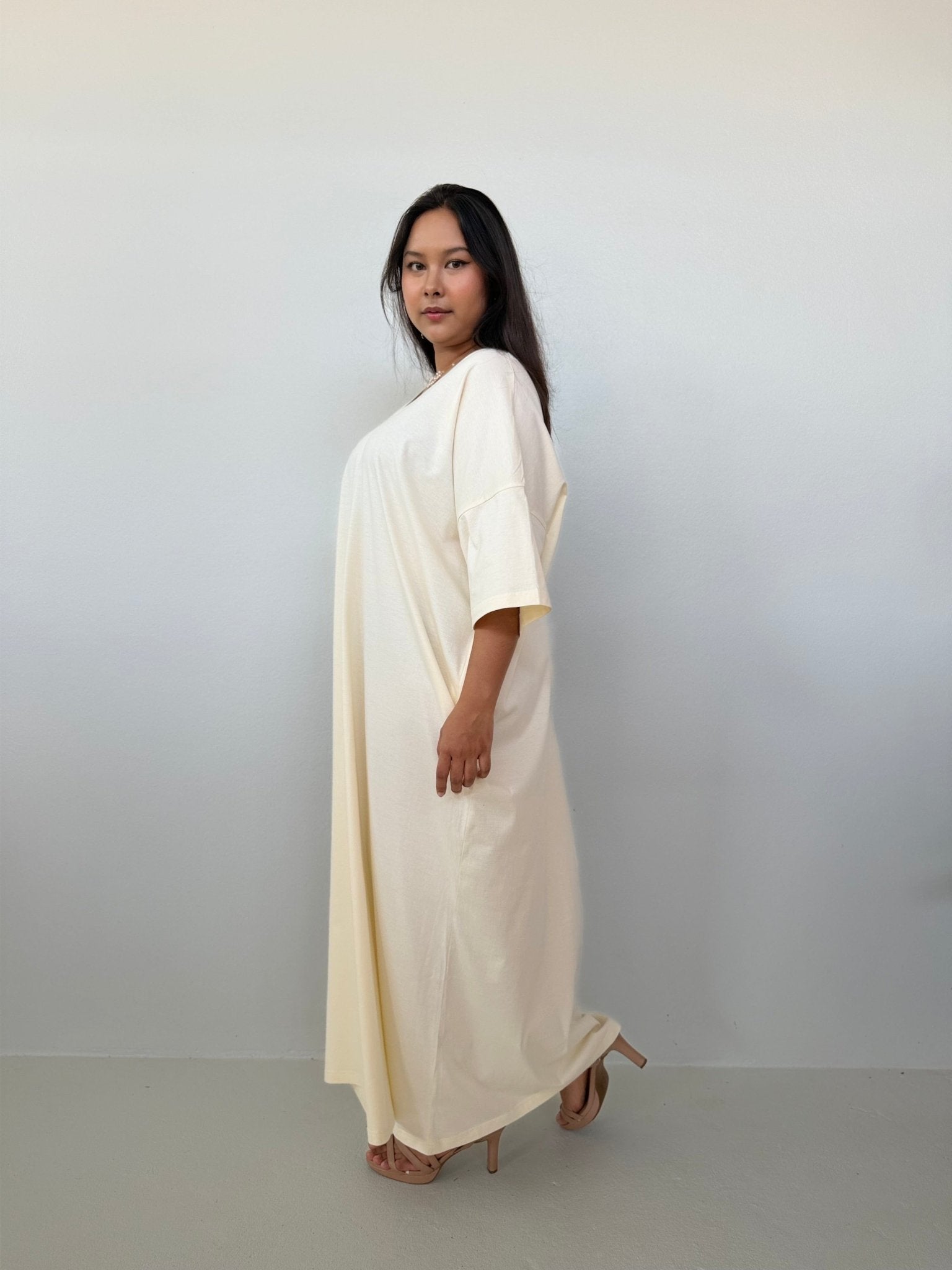Mala Handworks Olivia Cotton Kaftan in Cream