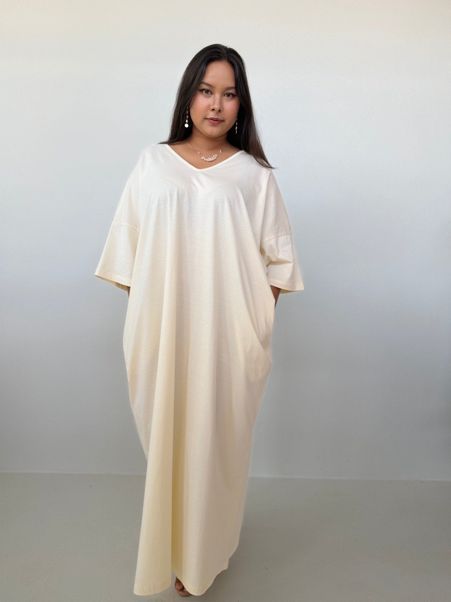Mala Handworks Olivia Cotton Kaftan in Cream