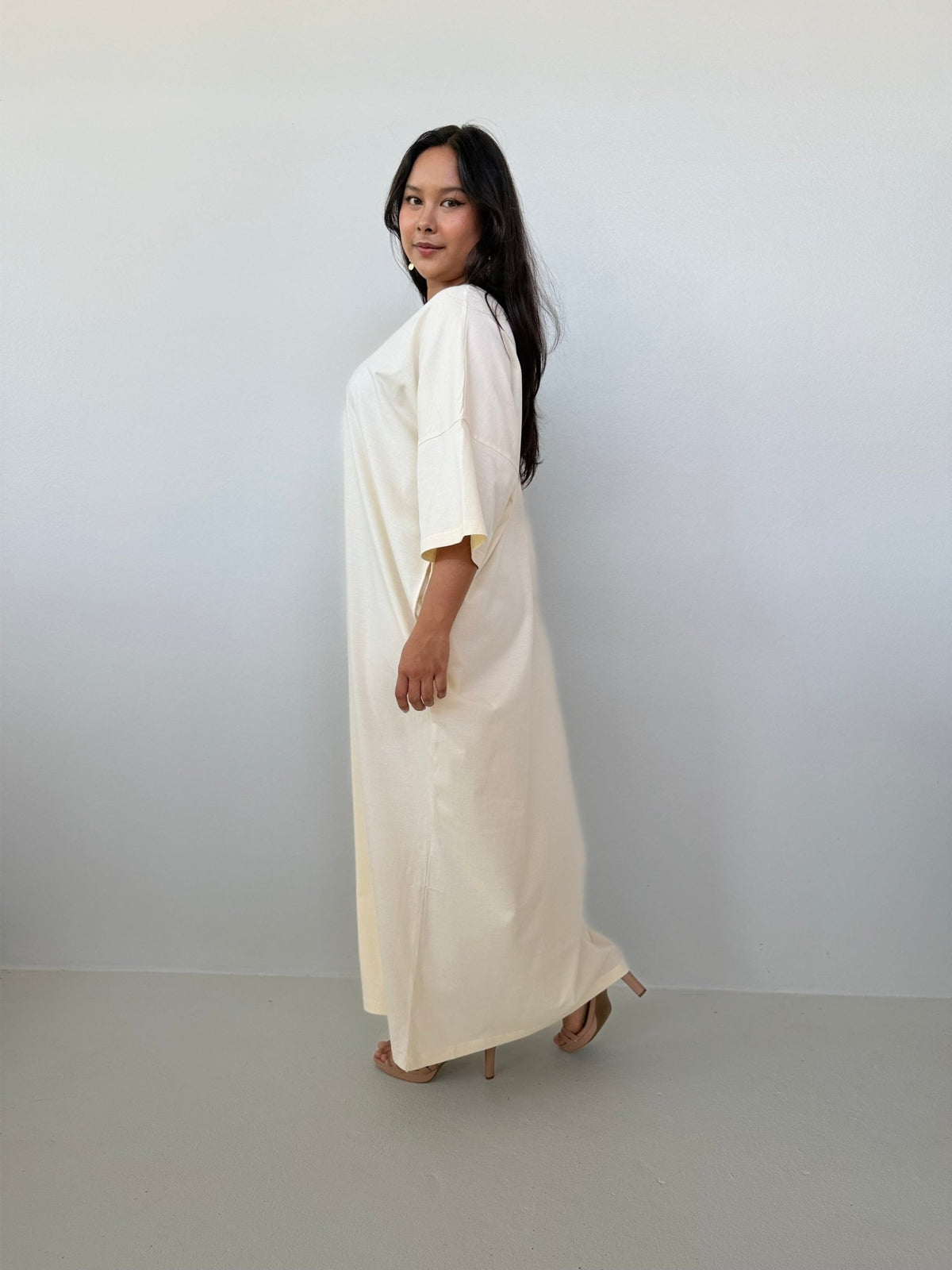 Mala Handworks Olivia Cotton Kaftan in Cream