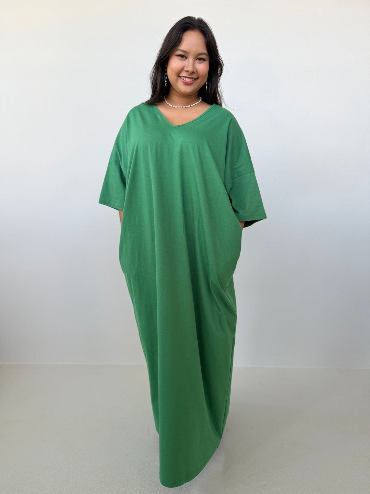Mala Handworks Olivia Cotton Kaftan in Emerald