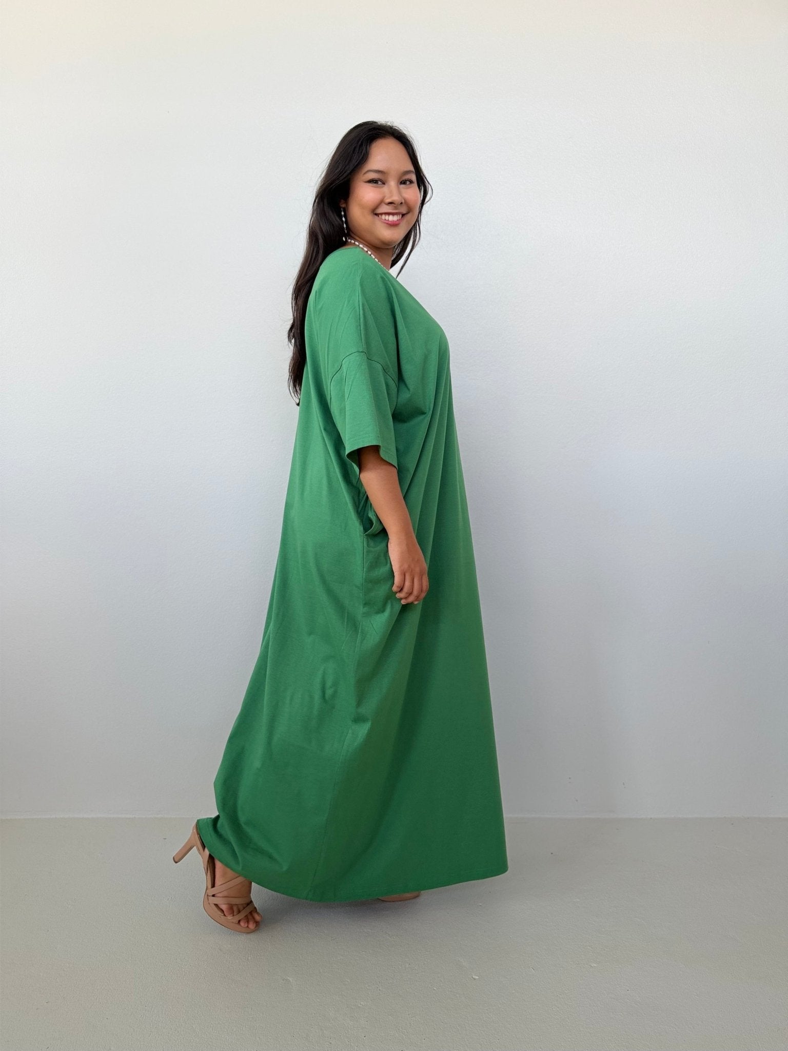 Mala Handworks Olivia Cotton Kaftan in Emerald