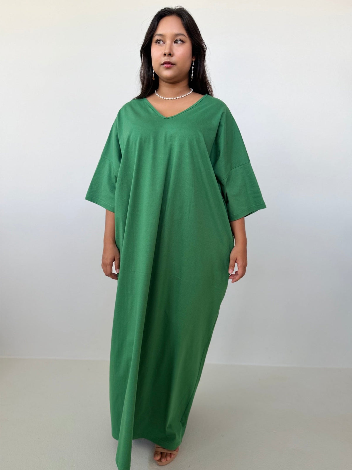 Mala Handworks Olivia Cotton Kaftan in Emerald